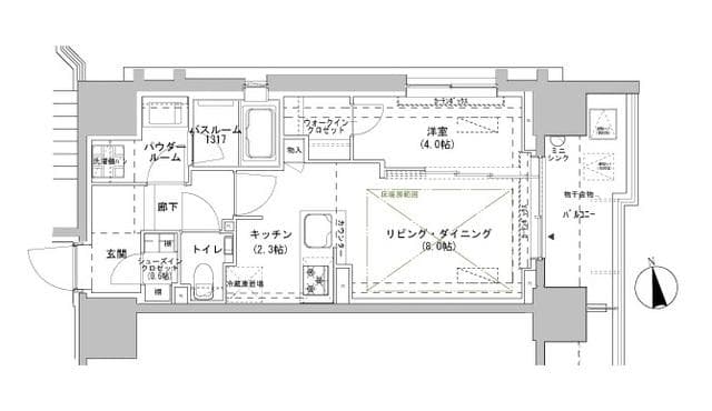 パークスフィア牛込神楽坂 3階の間取り 1