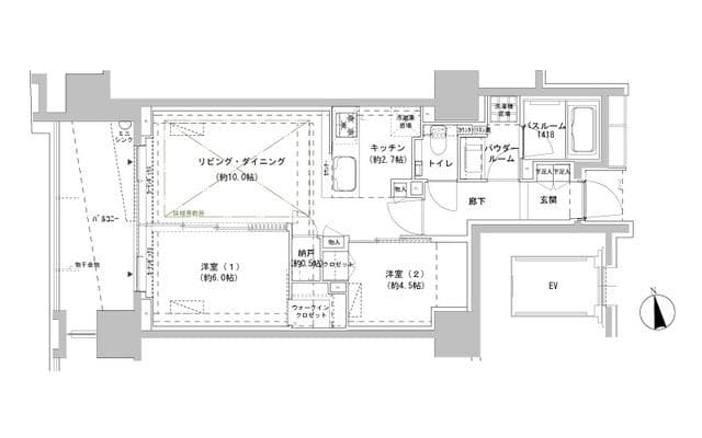 パークスフィア牛込神楽坂 8階の間取り 1