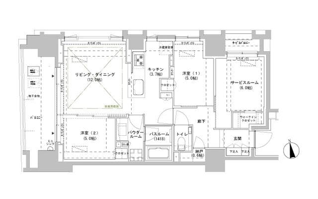 パークスフィア牛込神楽坂 7階の間取り 1