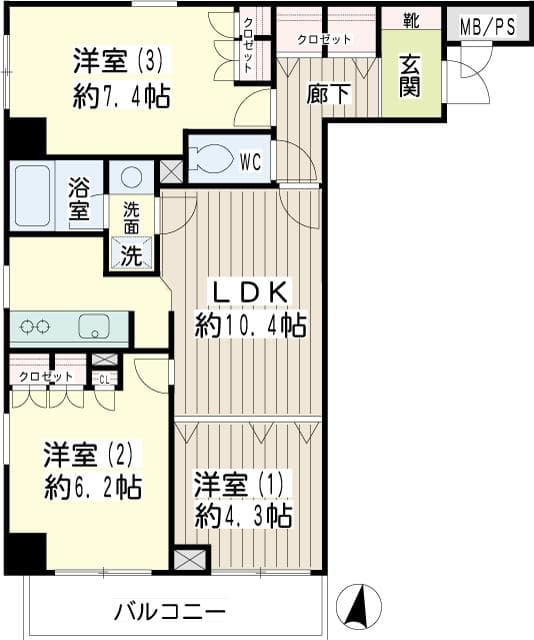 コゥジーコート寺山 2階の間取り 1