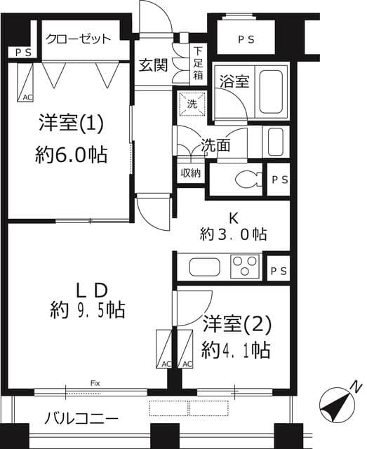 ルシマン月島 11階の間取り 1