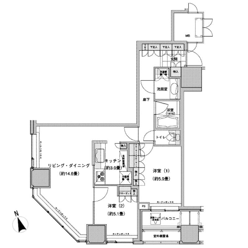 ウエストパークタワー池袋 5階の間取り 1