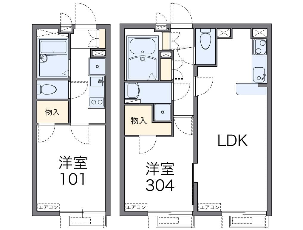 レオパレスアスムイ 102の間取り 1