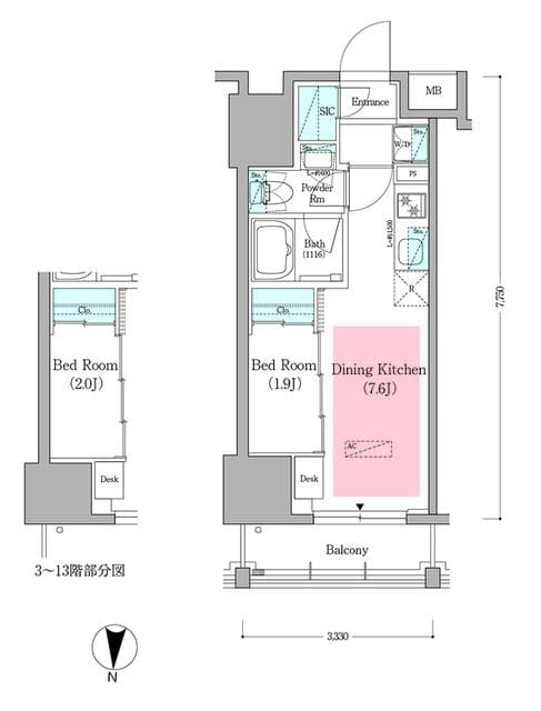 アーバネックス深川住吉III 3階の間取り 1