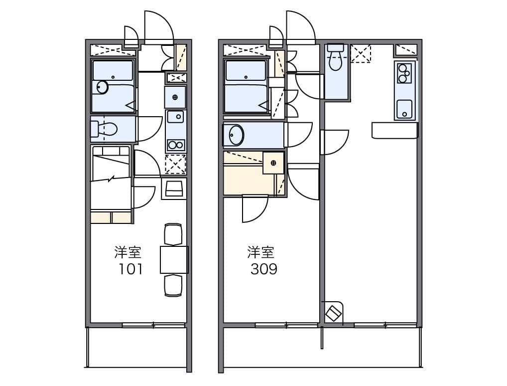 レオパレスリバーパーク 2階の間取り 1