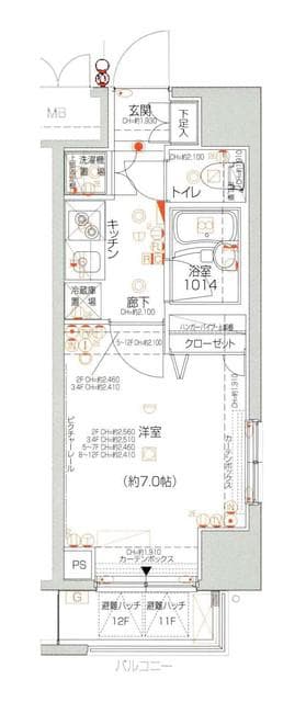 パレステュディオ四谷 7階の間取り 1