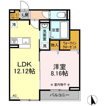 仮称D-room花畑1丁目 3階の間取り 1