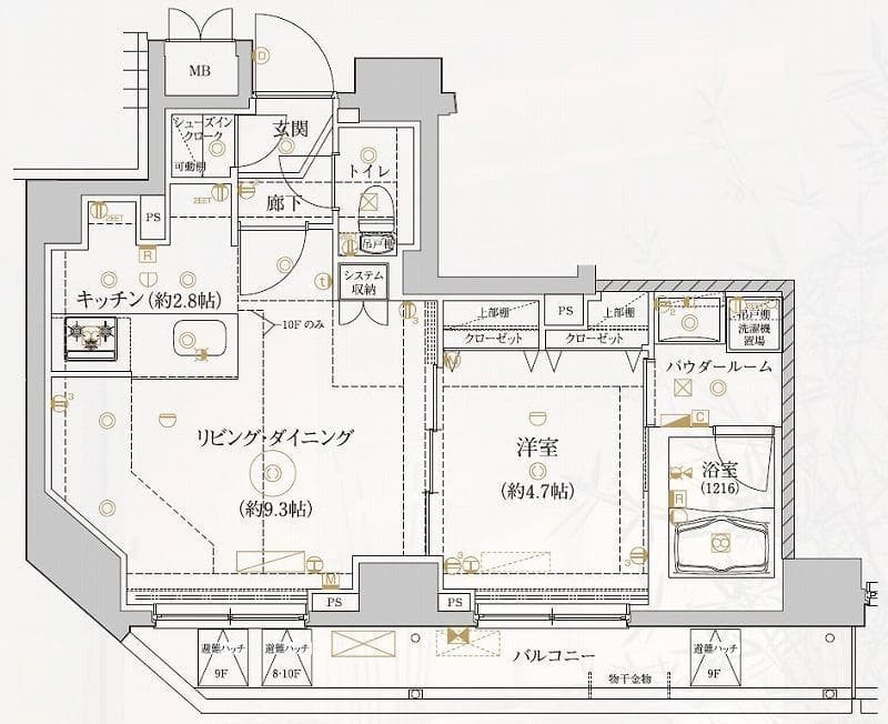 REALIZE浅草Ⅳ 9階の間取り 1