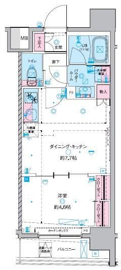 GENOVIA東神田greenveil 6階の間取り 1