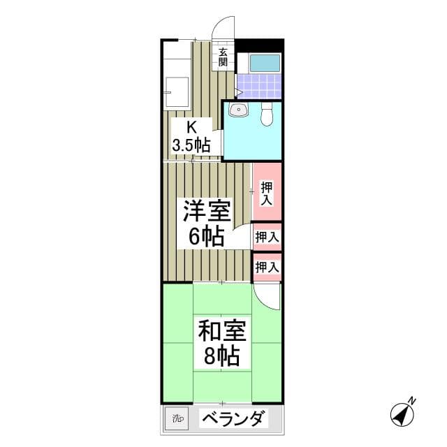 第一小山マンション 3階の間取り 1