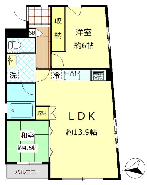 パレロワイヤル弦巻 2階の間取り 1