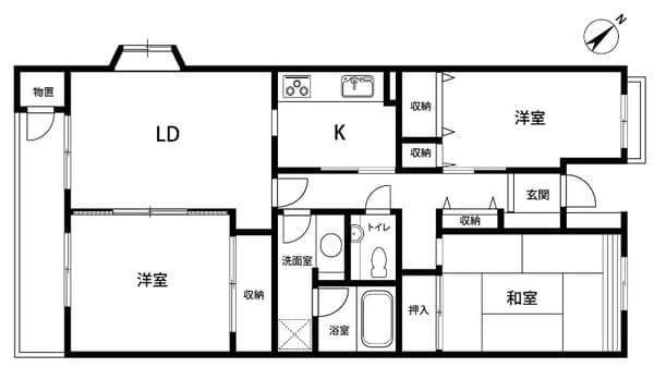 河北松戸ハイツ 4階の間取り 1