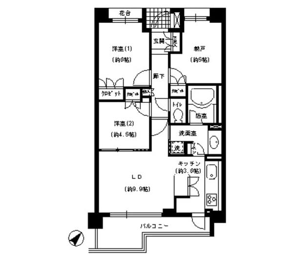 エスティメゾン巣鴨 2階の間取り 1