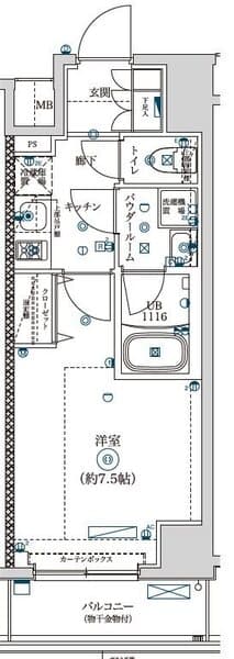 プロスタイルウェルス南千住メディフィス 702の間取り 1