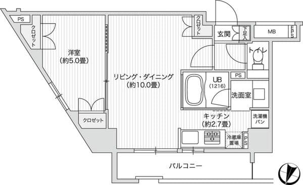 レジディア笹塚Ⅱ 6階の間取り 1