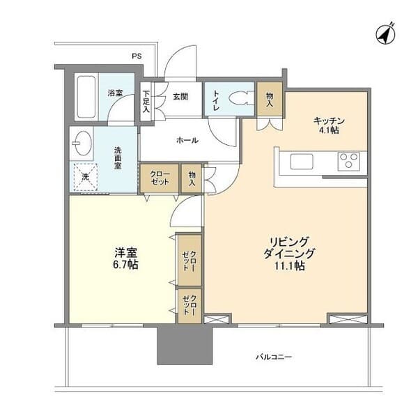 リガーレ日本橋人形町 33階の間取り 1