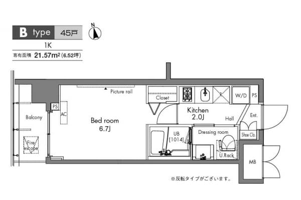 プラウドフラット隅田リバーサイド 8階の間取り 1