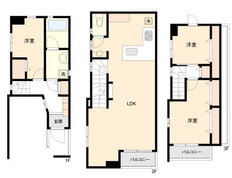 赤坂7丁目戸建 3階の間取り 1