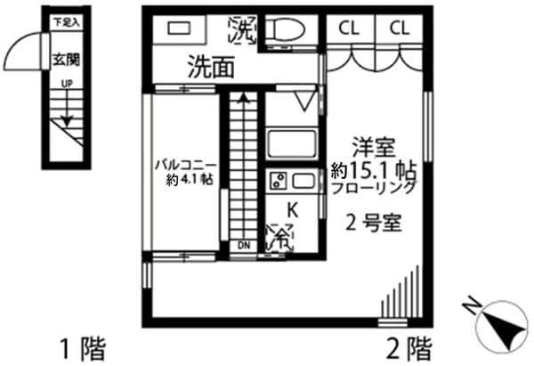 Atelier K（アトリエＫ） 2階の間取り 1