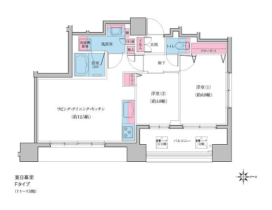 クレヴィアリグゼ日暮里 12階の間取り 1