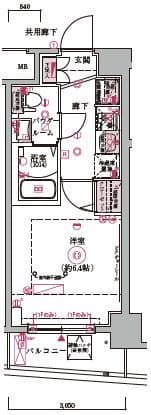 ＡＲＣＯＢＡＬＥＮＯ ＭＵＳＡＳＨＩＫＯＹＡＭＡ 402の間取り 1