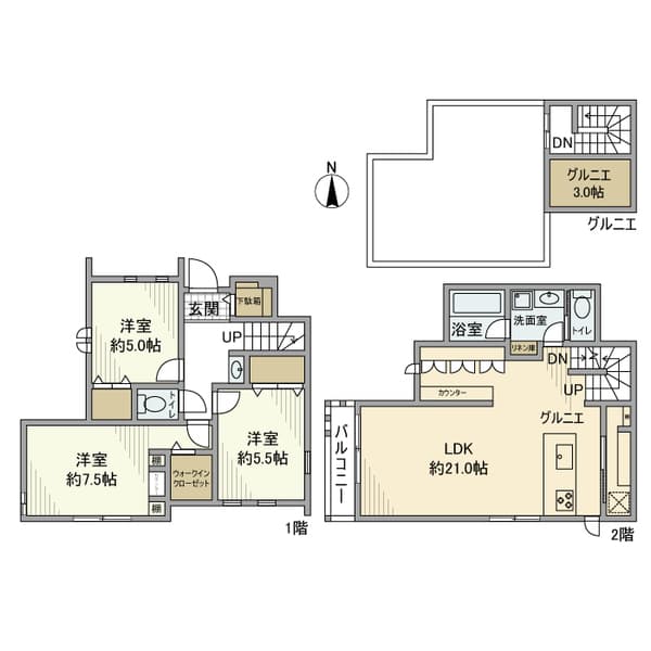 早宮戸建 1階の間取り 1