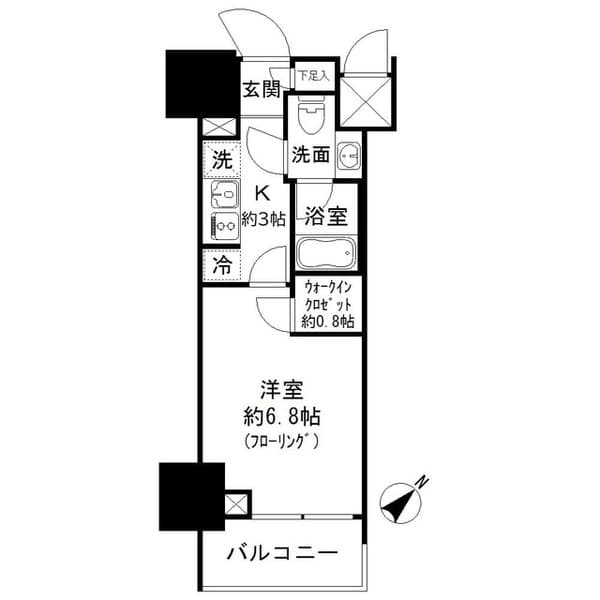 パークリュクス白金高輪１６０３号室 16階の間取り 1