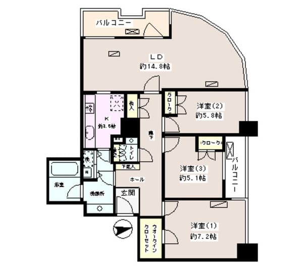 西早稲田パーク・タワー 9階の間取り 1