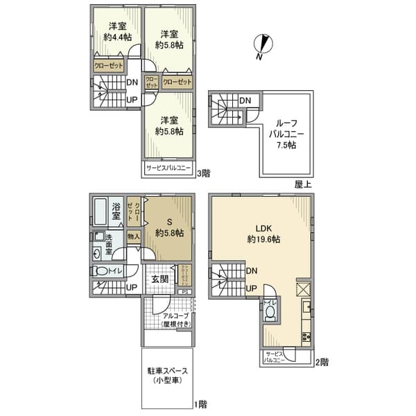 千住戸建 1階の間取り 1