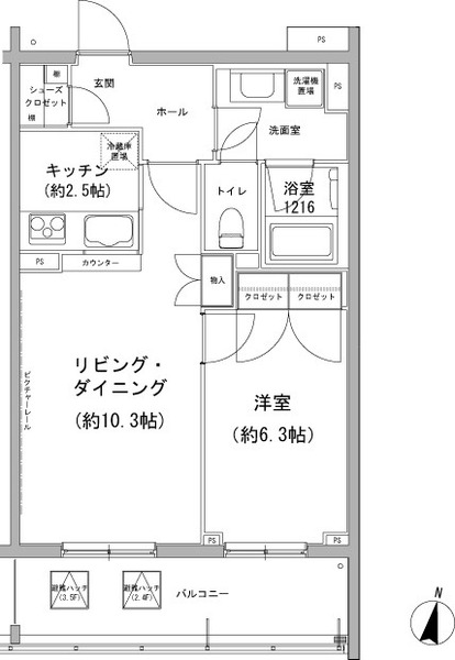 ヒューリックコート雪が谷 5階の間取り 1