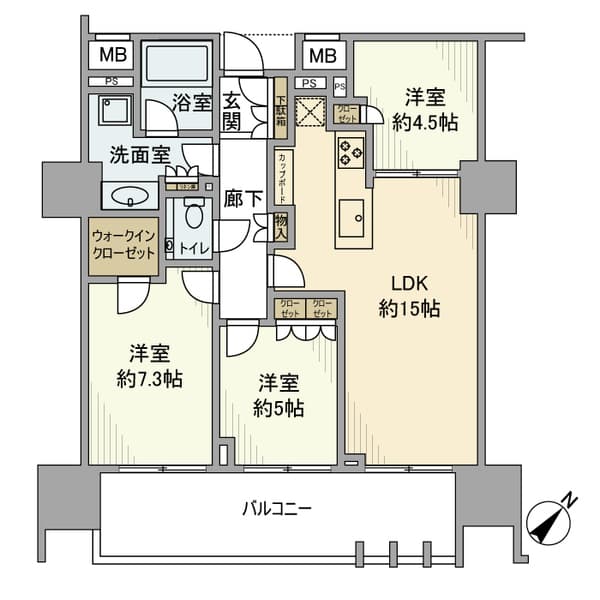 プレミスト東銀座築地Ａｒｃ　Ｃｏｕｒｔ 8階の間取り 1