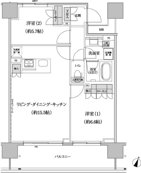 パークハビオ渋谷本町レジデンス 10階の間取り 1