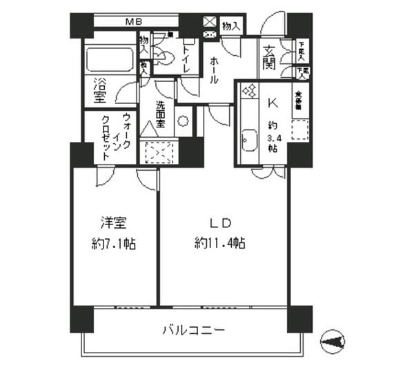 リバーポイントタワー 16階の間取り 1