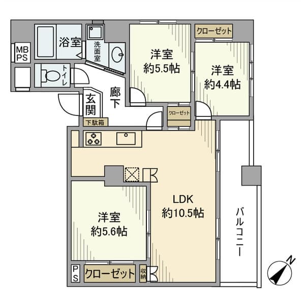 藤和シティホームズ根津 2階の間取り 1