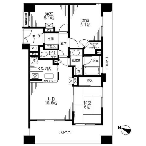 アールブラン西馬込 2階の間取り 1