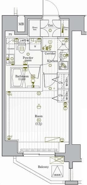 PREMIUMCUBEG駒沢大学 6階の間取り 1