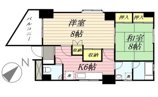 矢島コーポ 4階の間取り 1