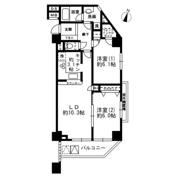 レジディア根岸 5階の間取り 1