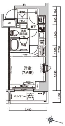 XEBEC赤羽 4階の間取り 1