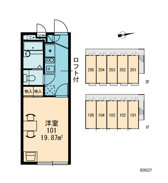 レオパレス小松川Ｙ＆Ｔ 2階の間取り 1