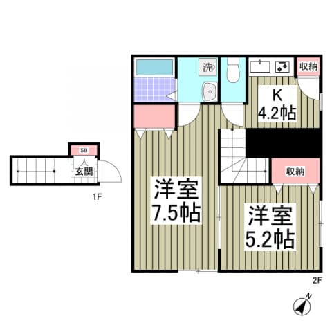 BHテラス江古田 2階の間取り 1