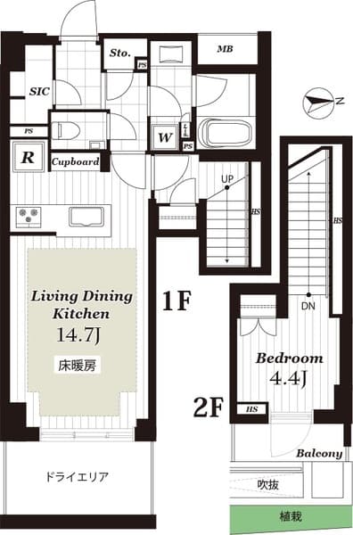 オープンレジデンシア広尾ザ・ハウスSouth Court 1階の間取り 1