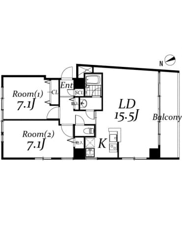 信越ビル 6階の間取り 1