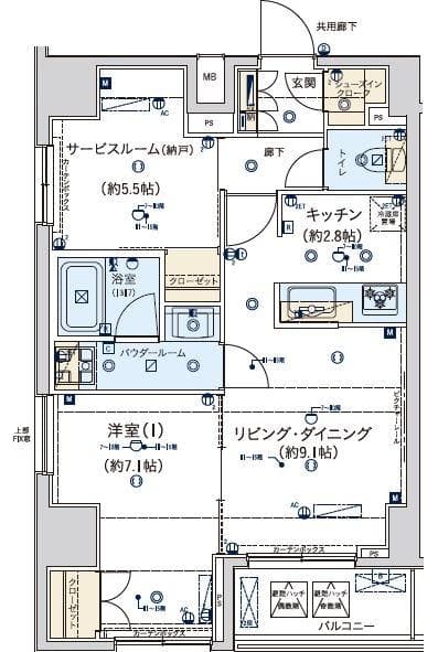 ジェノヴィア東日本橋駅前グリーンヴェール 14階の間取り 1