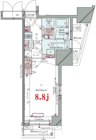 コンシェリア後楽園 ＨＩＬＬＴＯＰ ＳＱＵＡＲＥ 2階の間取り 1