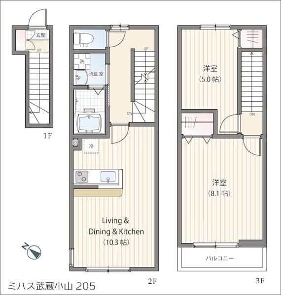 ミハス武蔵小山 2階の間取り 1