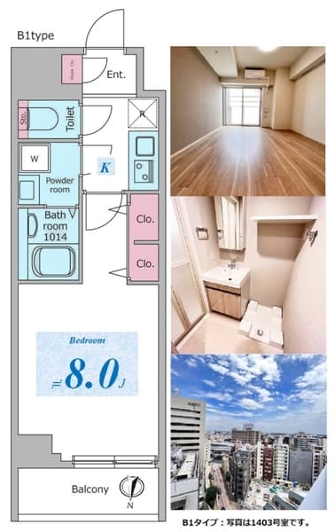 ドゥーエ板橋区役所前 8階の間取り 1