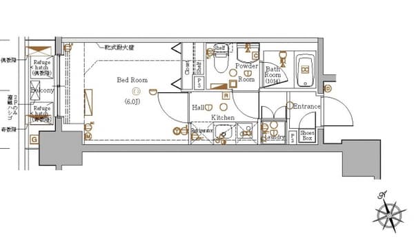 ブレシア銀座イースト 9階の間取り 1