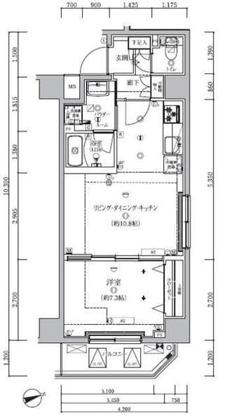 ＱＵＡＬＩＴＡＳ浅草 3階の間取り 1