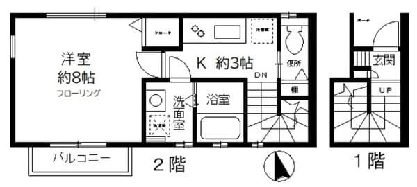 グリーンコート等々力 2階の間取り 1